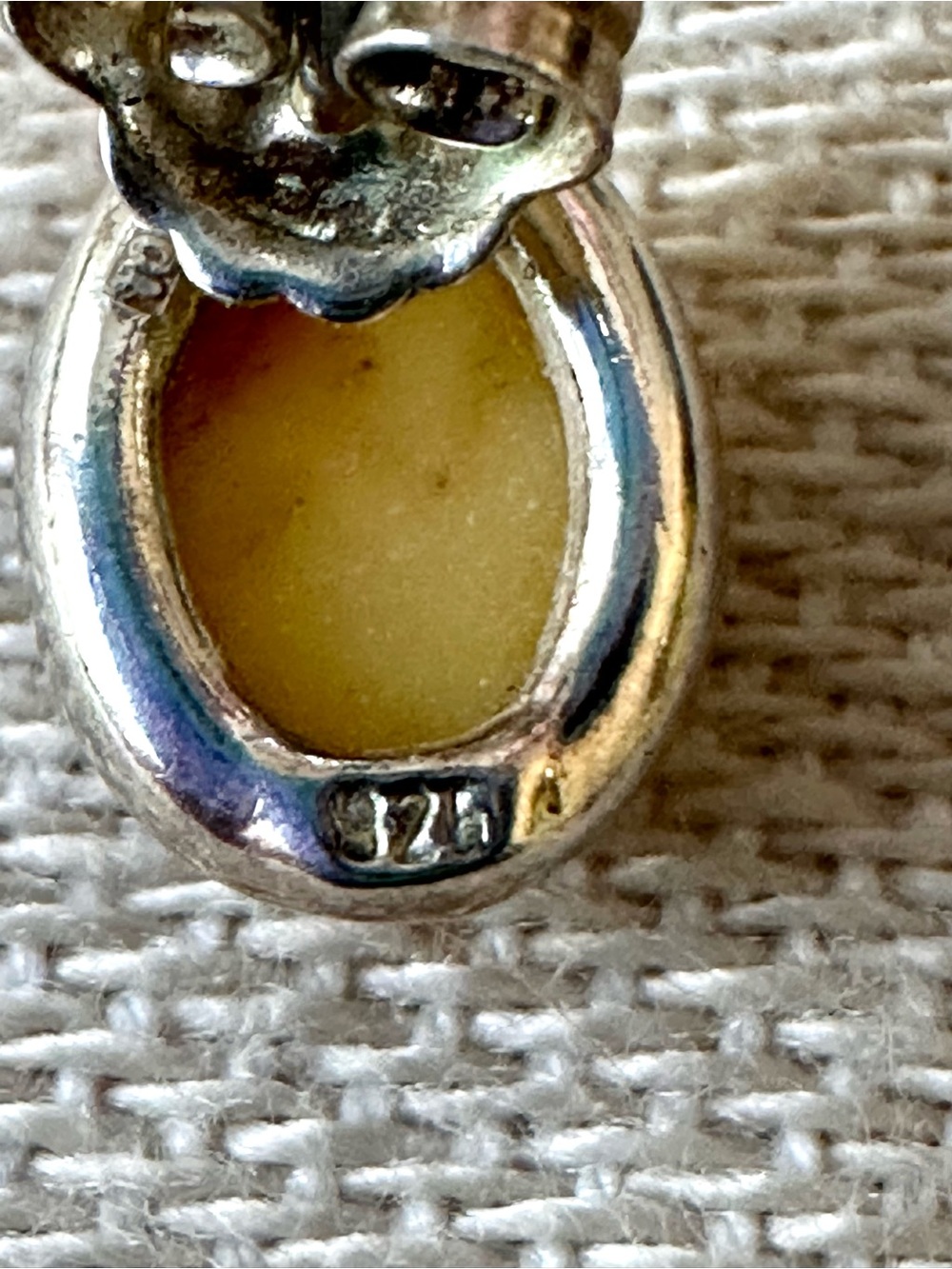 925 Sterling Silver Yellow Cabochon Oval Stud Earrings - Picture 6 of 8